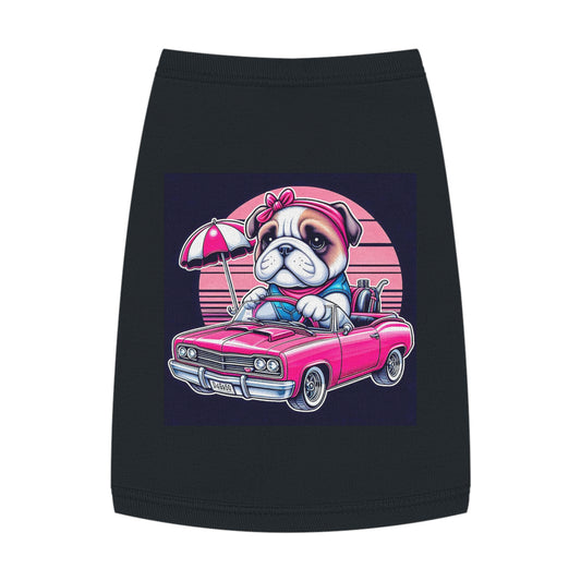 Wacky Pet Tank Top Bulldog tiny pink. car t shirt Pets Printify M Black