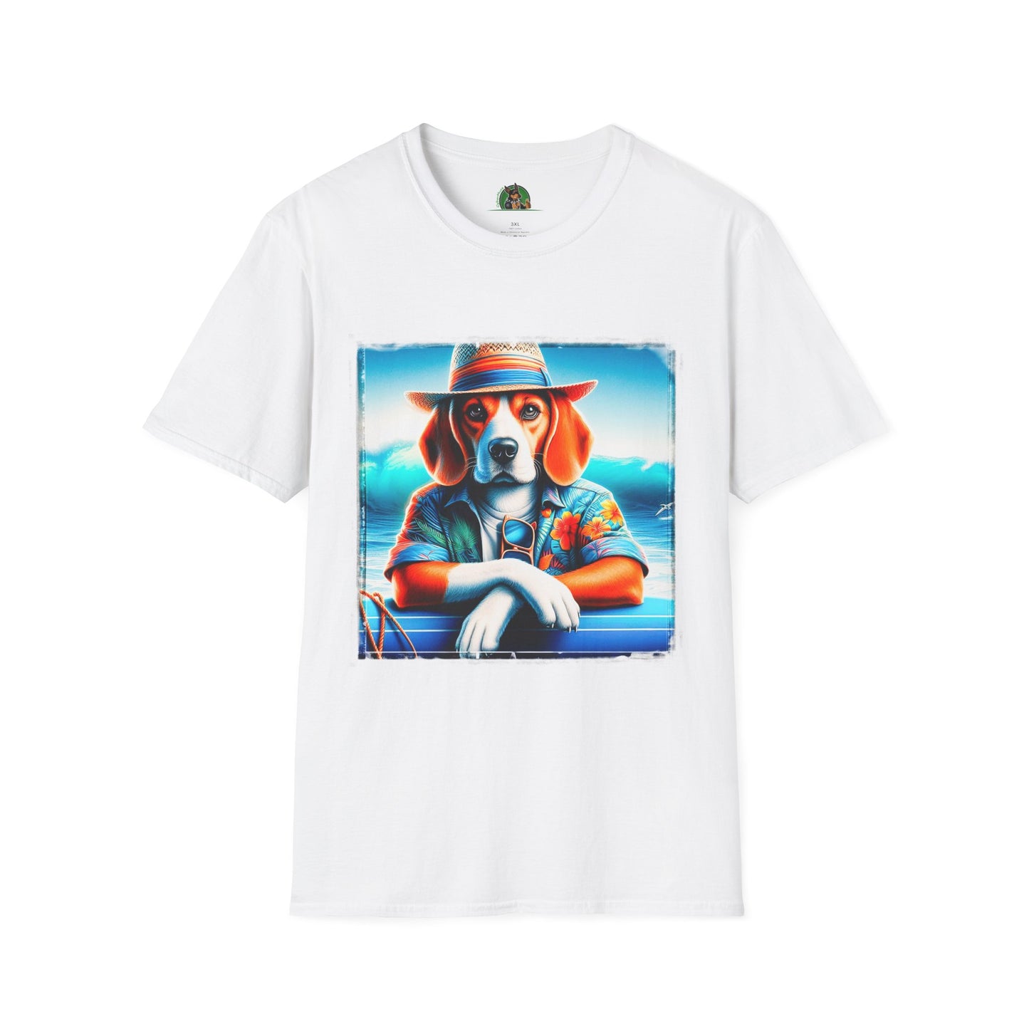 Beagle Wearing Summer Shirt And Hat T-Shirt Printify XS White 