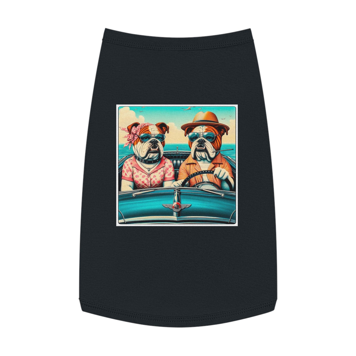 Wacky Pet Tank Top Bulldog vacationing couple t shirt Pets Printify