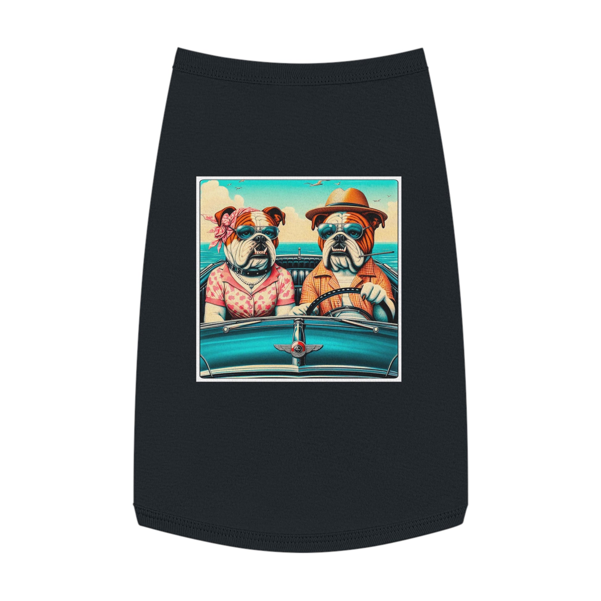 Wacky Pet Tank Top Bulldog vacationing couple t shirt Pets Printify