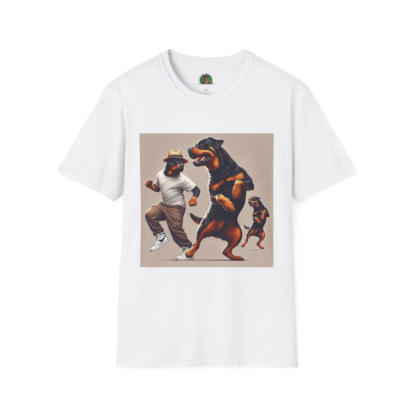 Dancing Rottweiler T-Shirt for Dog Lovers T-Shirt Printify XS White