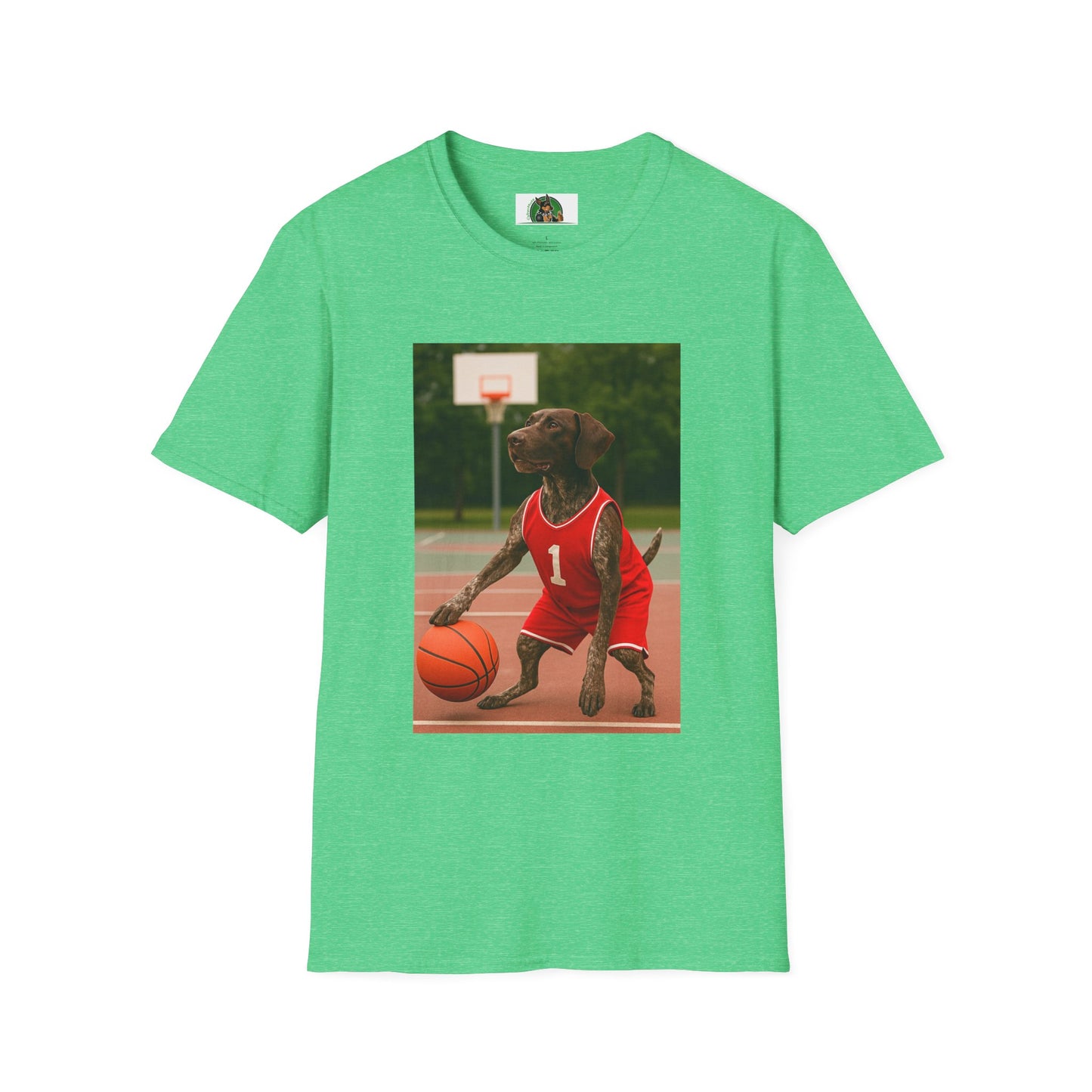 Basketball Sports German Shorthair T-Shirt T-Shirt Printify Heather Irish Green S