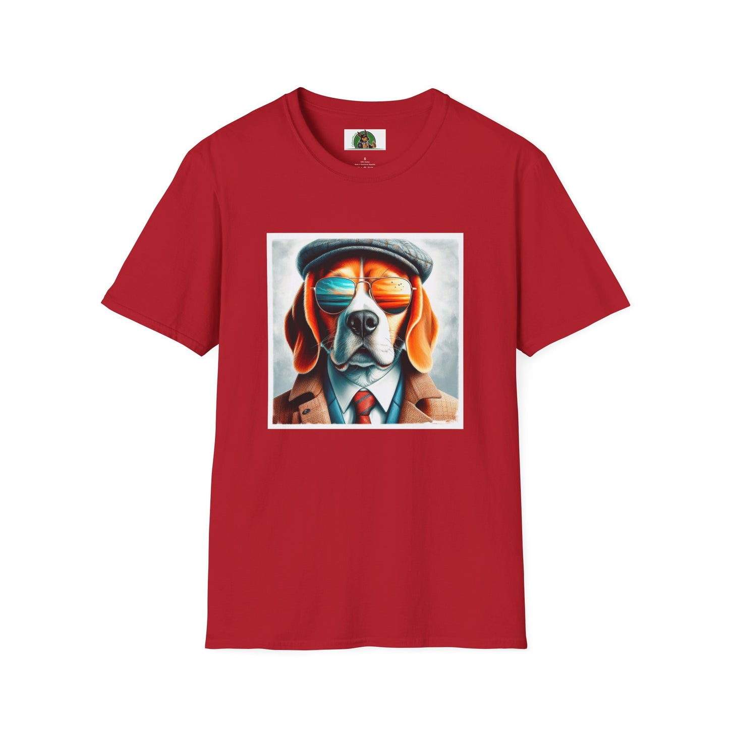 Beagle Wearing Sport Coat And Shades T-Shirt Printify S Cherry Red 