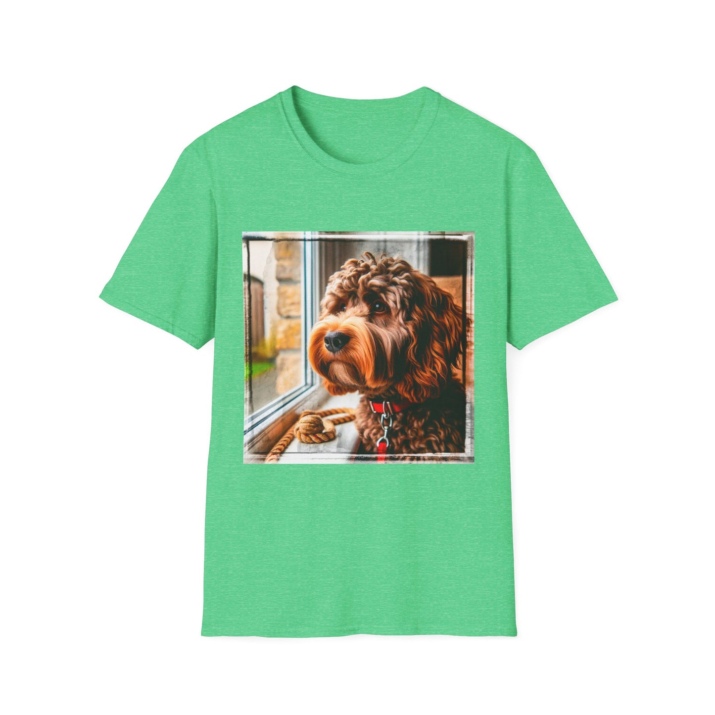 CockerPoo people watching t shirt T-Shirt Printify S Heather Irish Green