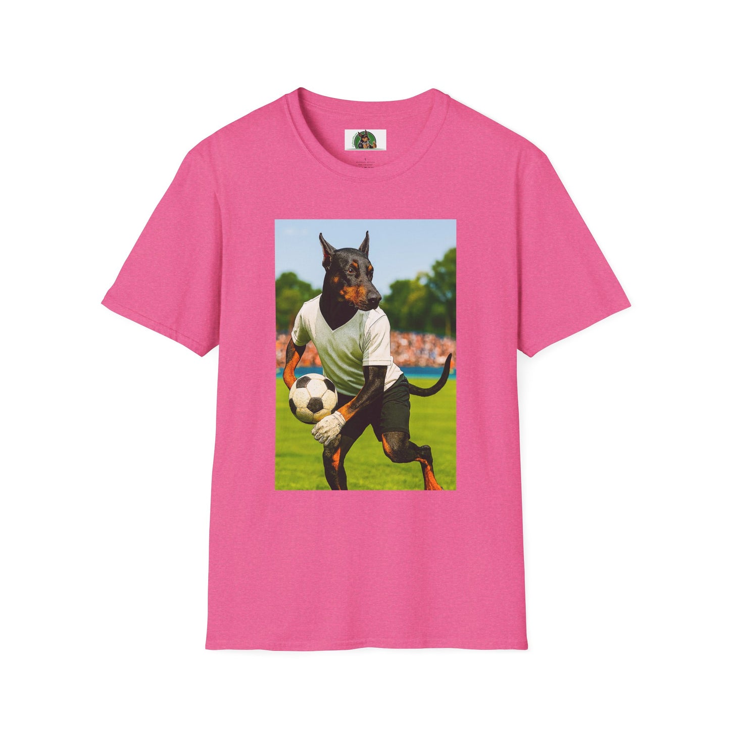 Soccer Doberman Sports T-Shirt T-Shirt Printify Heather Heliconia S