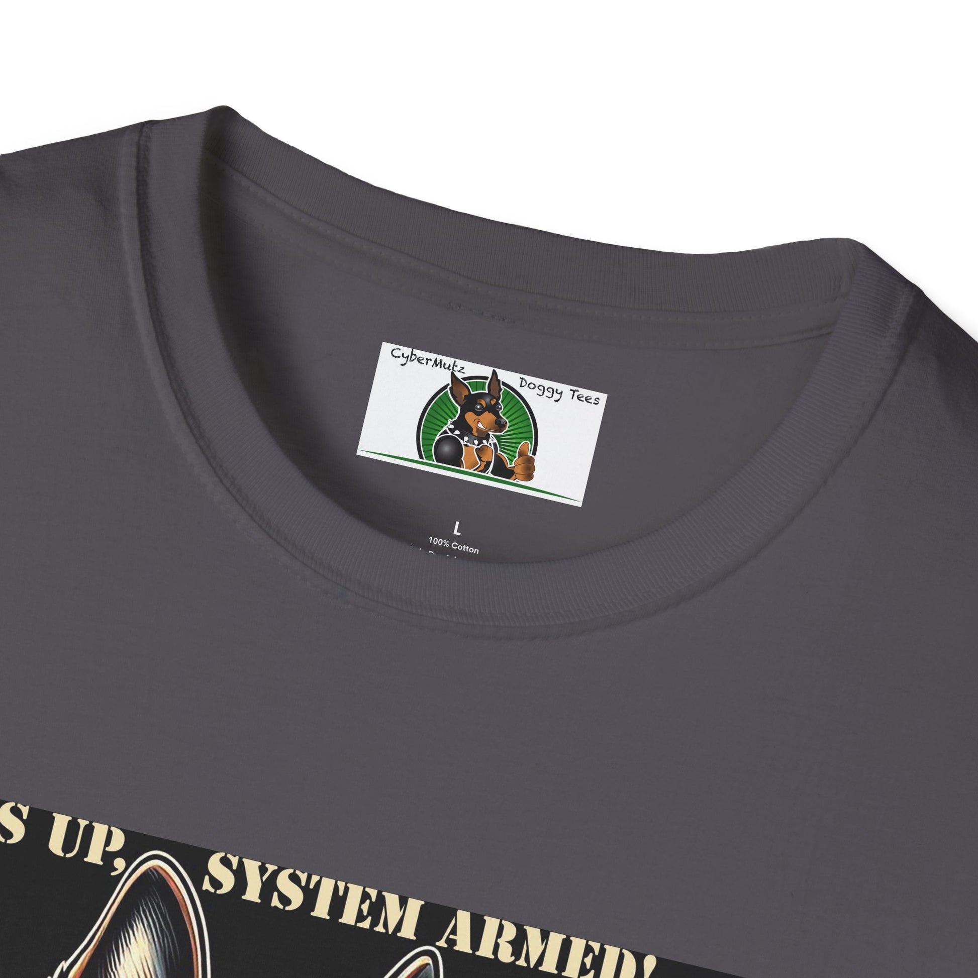 Mis·cel·la·ne·ous German Shepherd "Ears Up, System Armed" T-Shirt Printify   