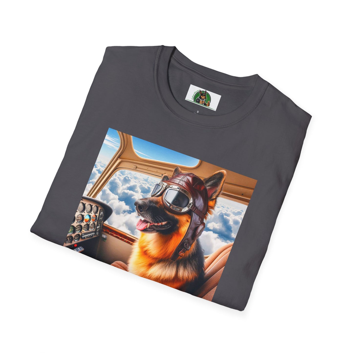 German Shepherd airline pilot T-Shirt Printify