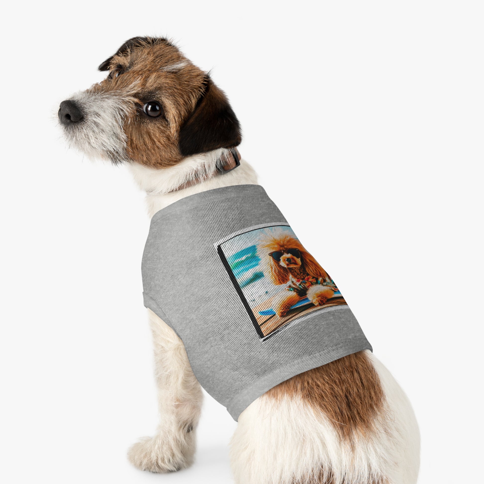 Pet Tank Top Poodle 80s surfer Pets Printify