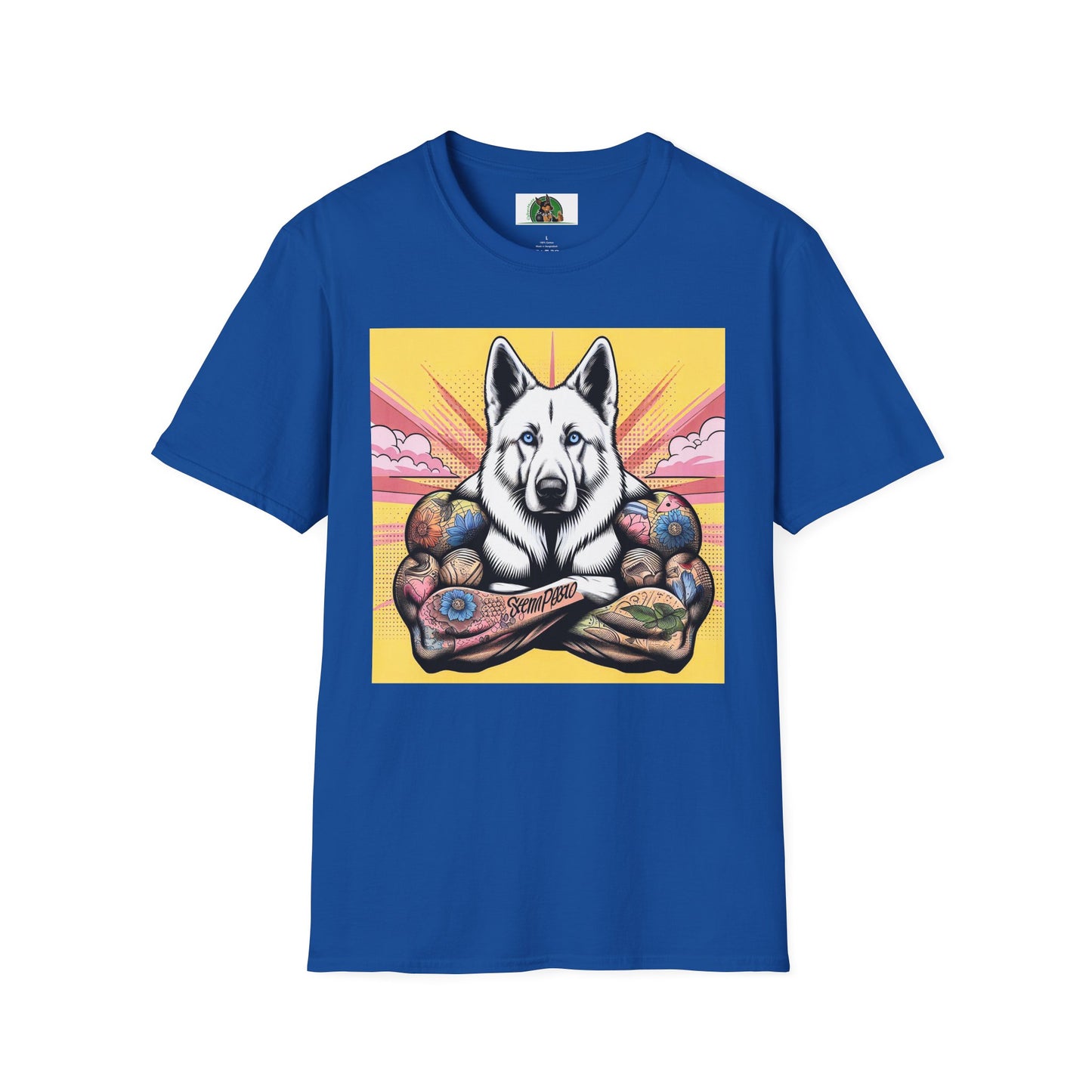 German Shepherd arms and flexing shirt T-Shirt Printify Royal S