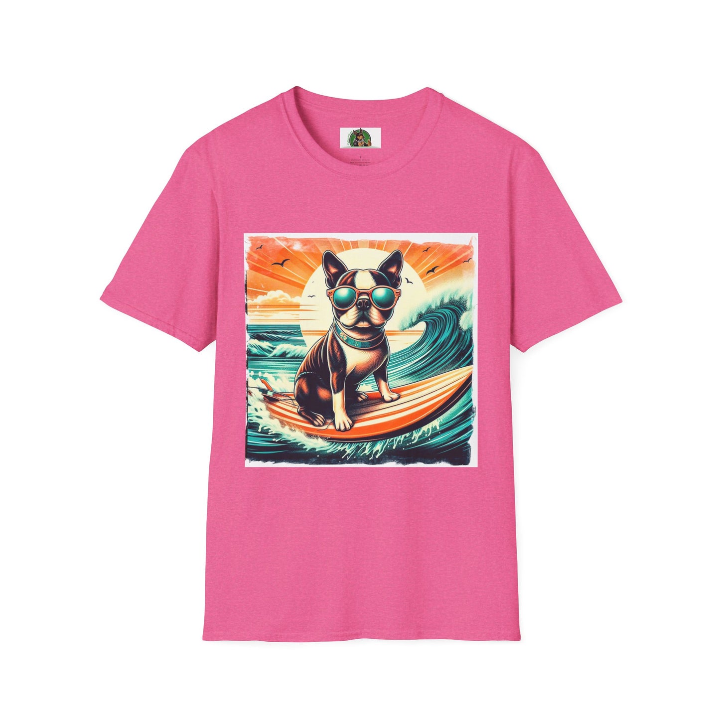 Boston Terrier Sunset Surfer Dog Shirt