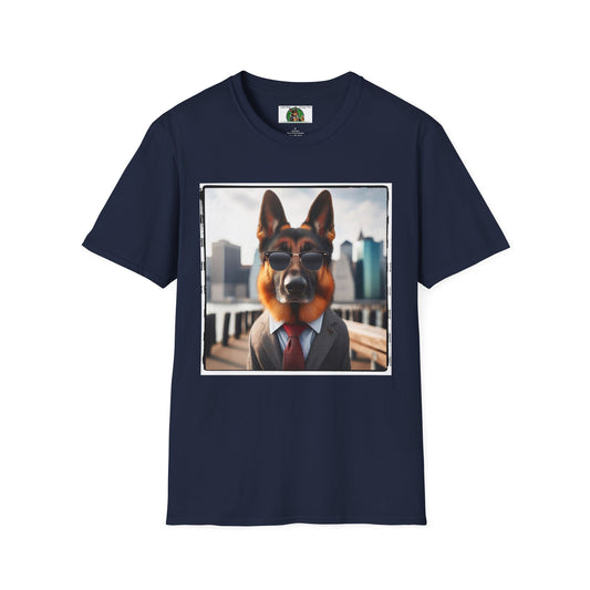 German Shepherd "City Dude" Unisex Softstyle T-Shirt T-Shirt Printify S Navy 