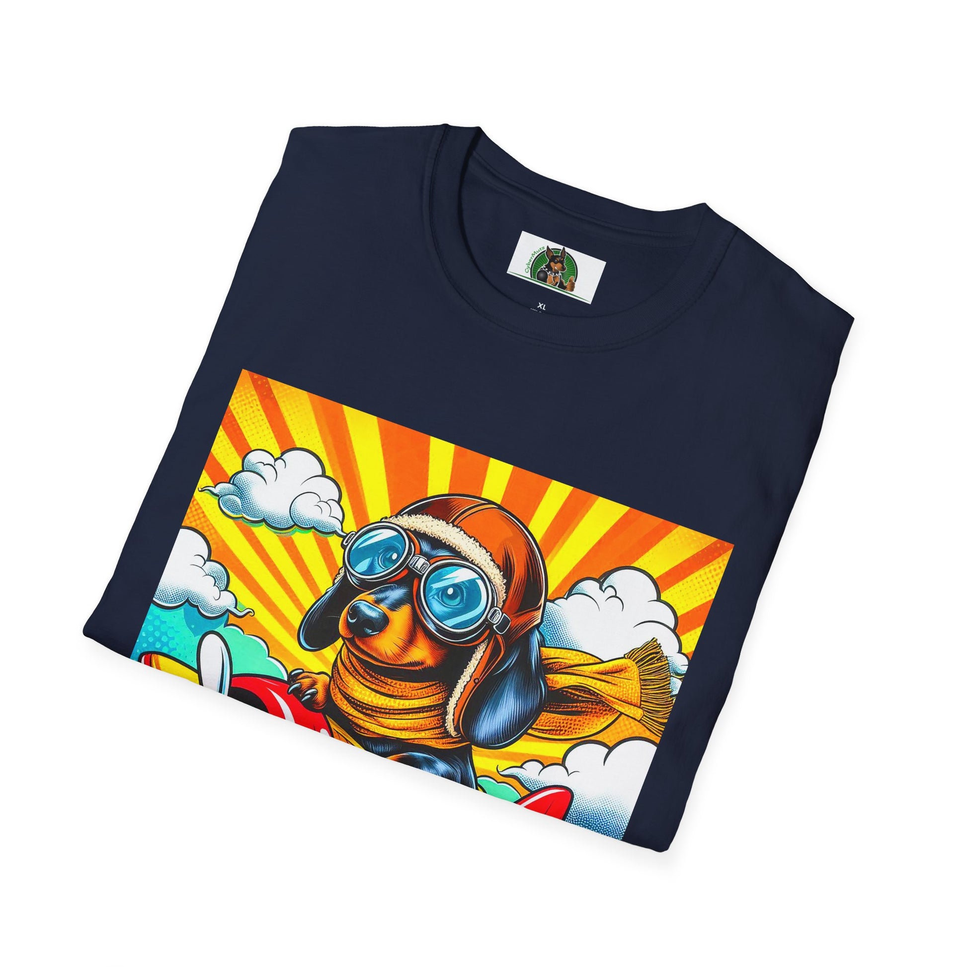 Dachshund airplane flying t shirt T-Shirt Printify
