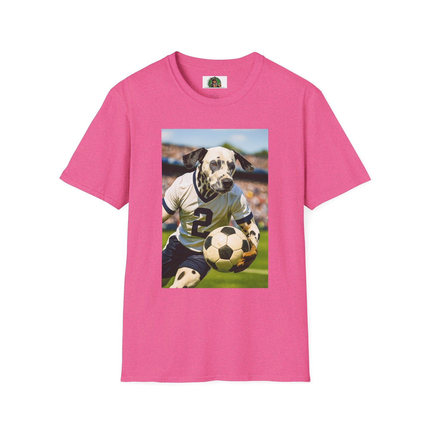 Sports Soccer Dalmatian Unisex T-Shirt T-Shirt Printify Heather Heliconia S