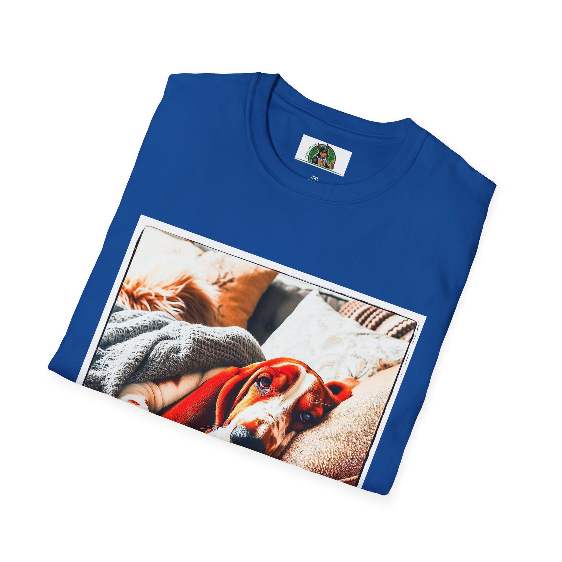 Basset Hound Snoozing On Couch T-Shirt Printify