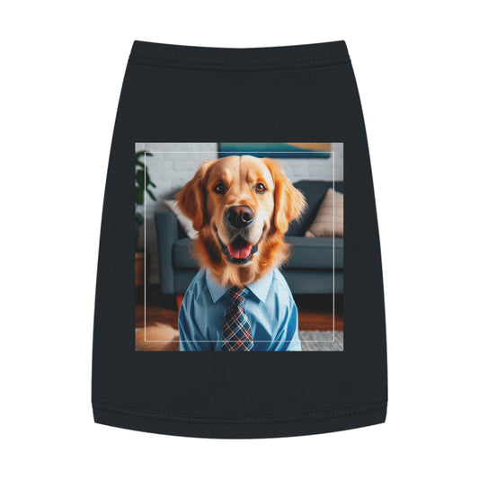 Golden Retriever suit and tie tsnk top Pets Printify M Black