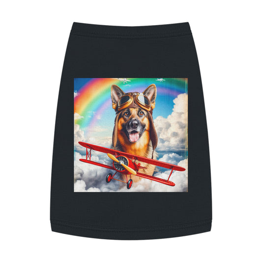 Pet Tank Top German Shepherd airplane Pets Printify M Black