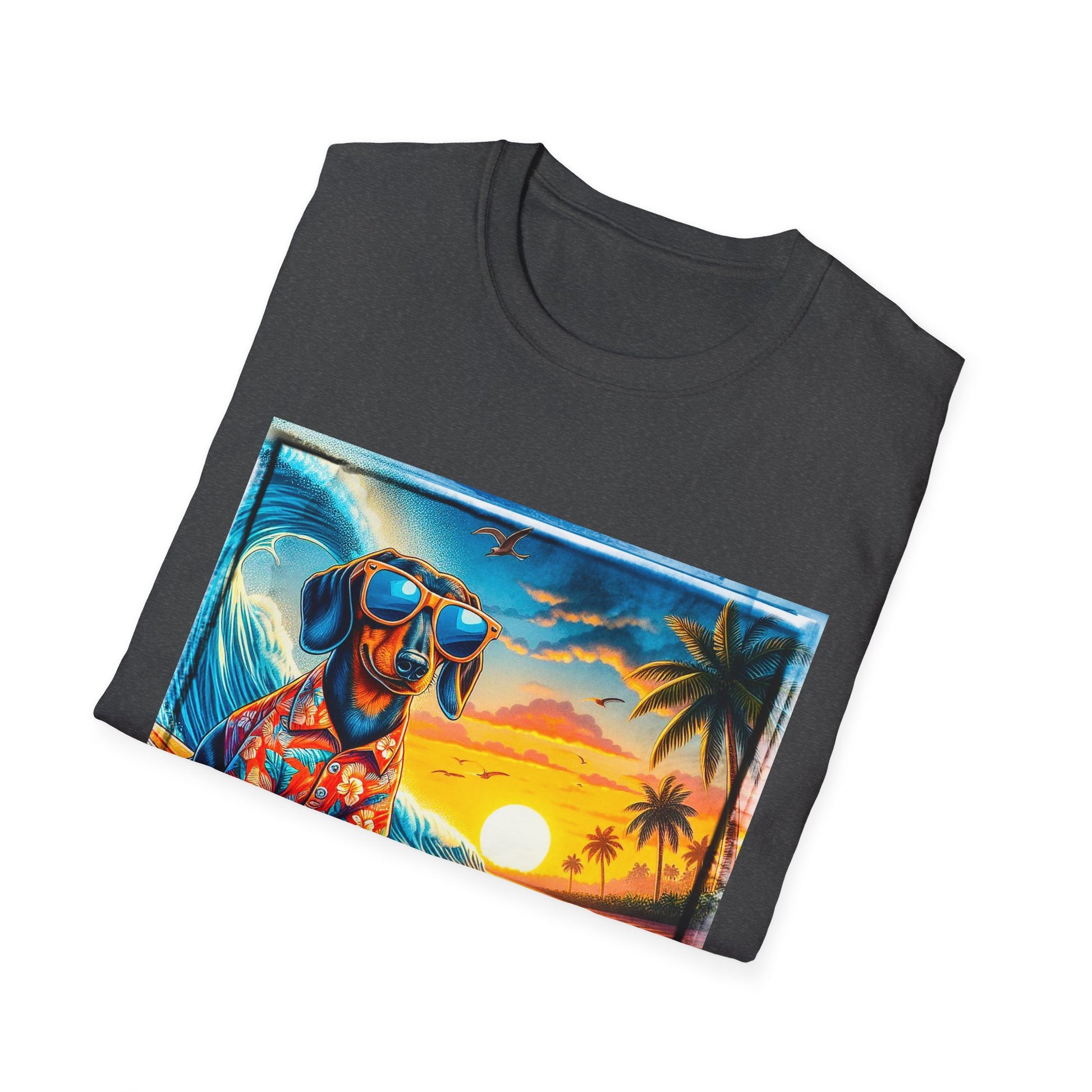 Dachshund colorful sunset t shirt T-Shirt Printify