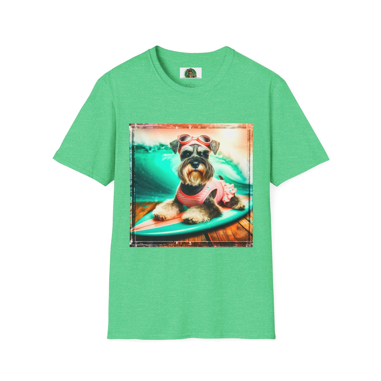 Schnauzer T-Shirt with Miniature Schnauzer Design T-Shirt Printify S Heather Irish Green 