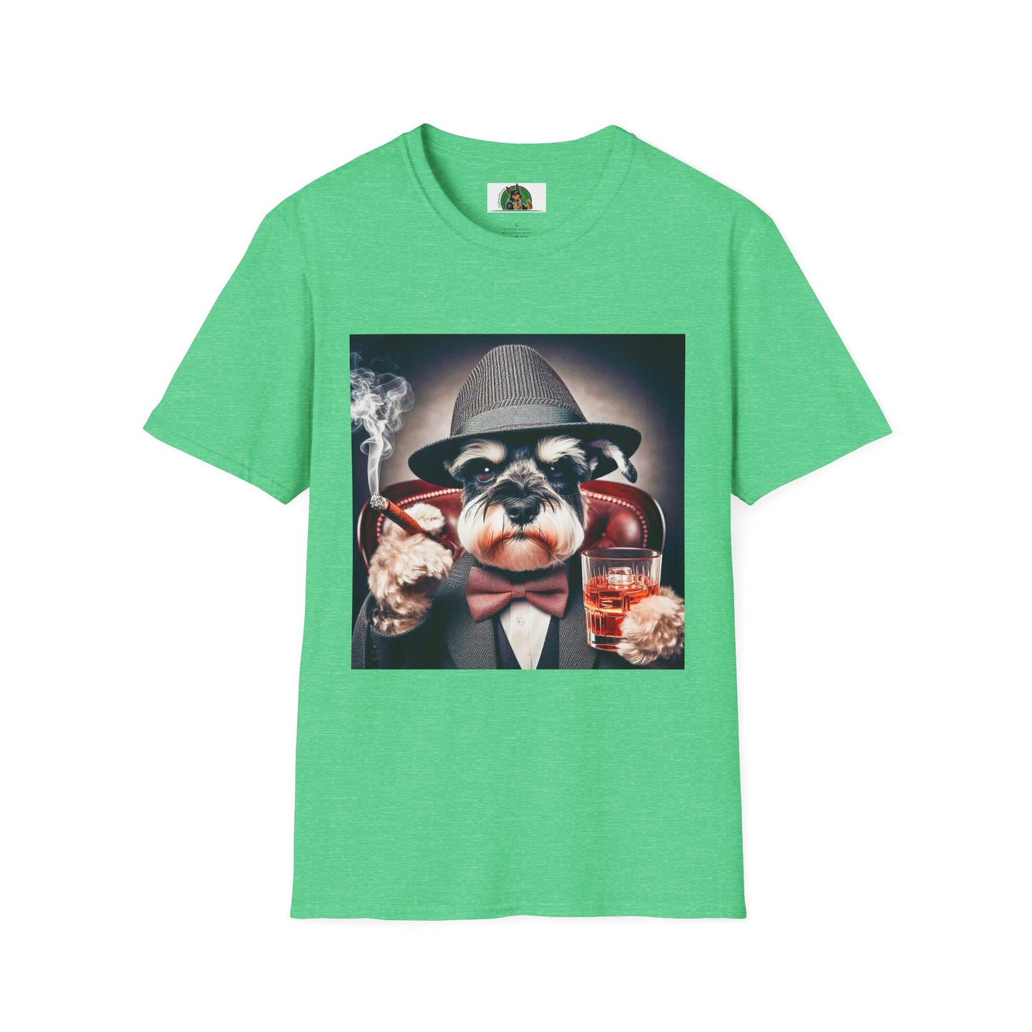 Schnauzer T-Shirt with Miniature Schnauzer Design T-Shirt Printify S Heather Irish Green 