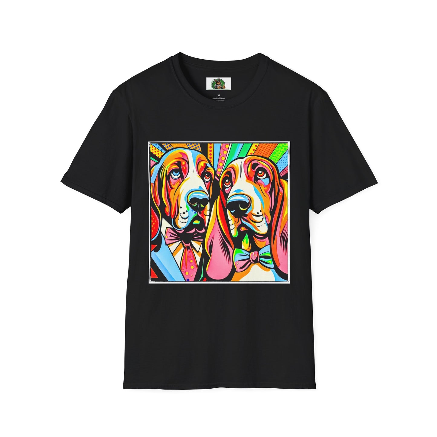 Basset Hound Boys Pop Art Pic T-Shirt Printify XS Black 