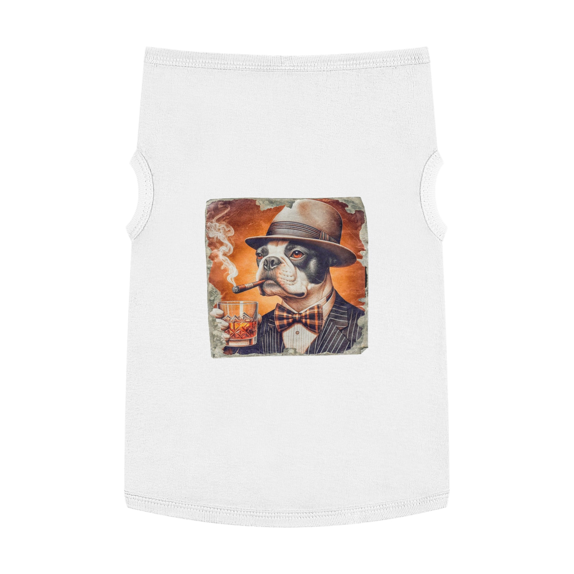 Pet Tank Top Boston Terrier Smoking Cigar Pets Printify   