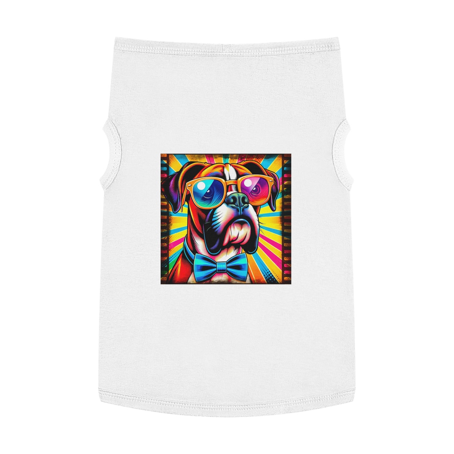 Pet Tank Top Boxer Dog Wearing Shades Pets Printify XL White 