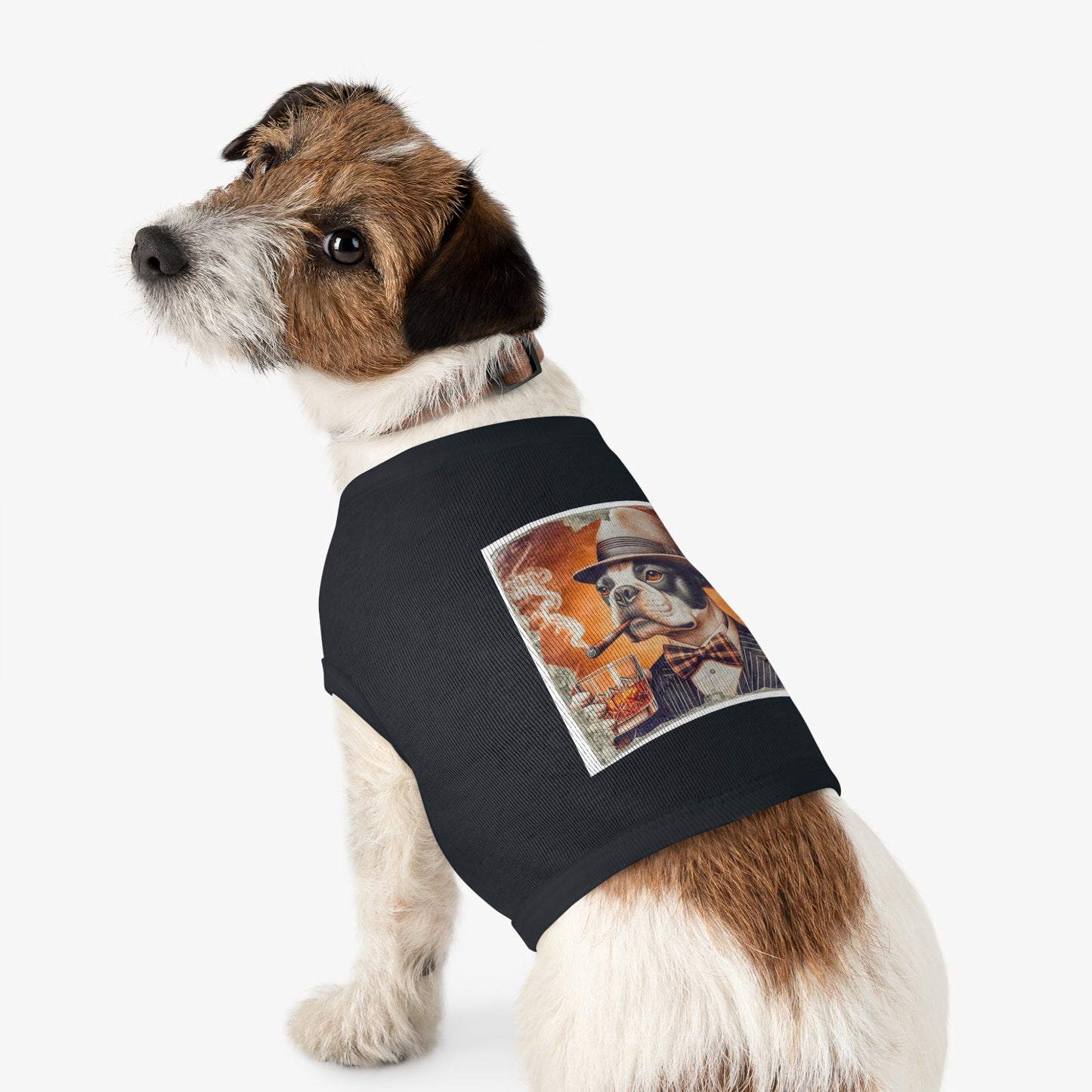 Pet Tank Top Boston Terrier Smoking Cigar Pets Printify   