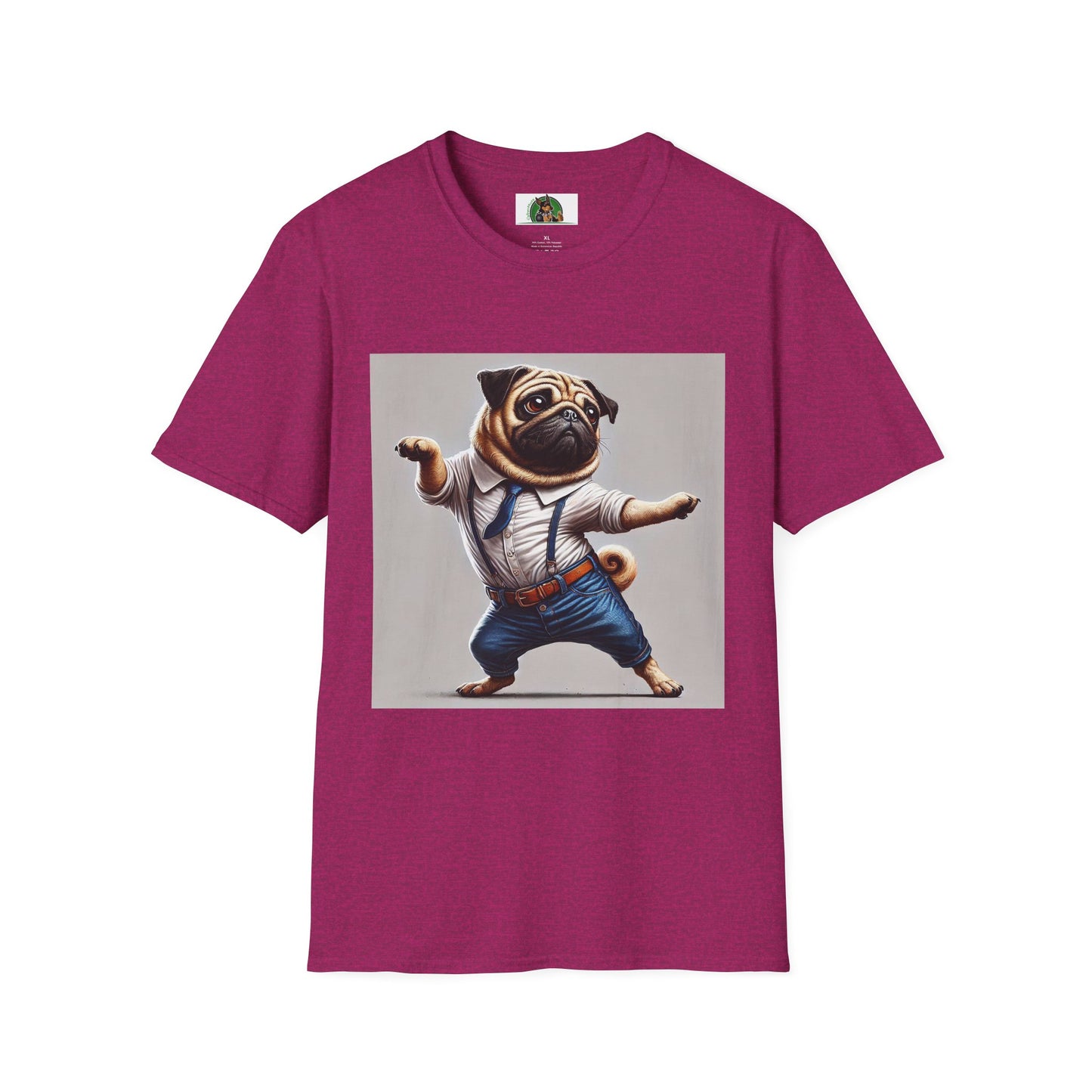 Dancing Pug T-Shirt T-Shirt Printify S Antique Heliconia