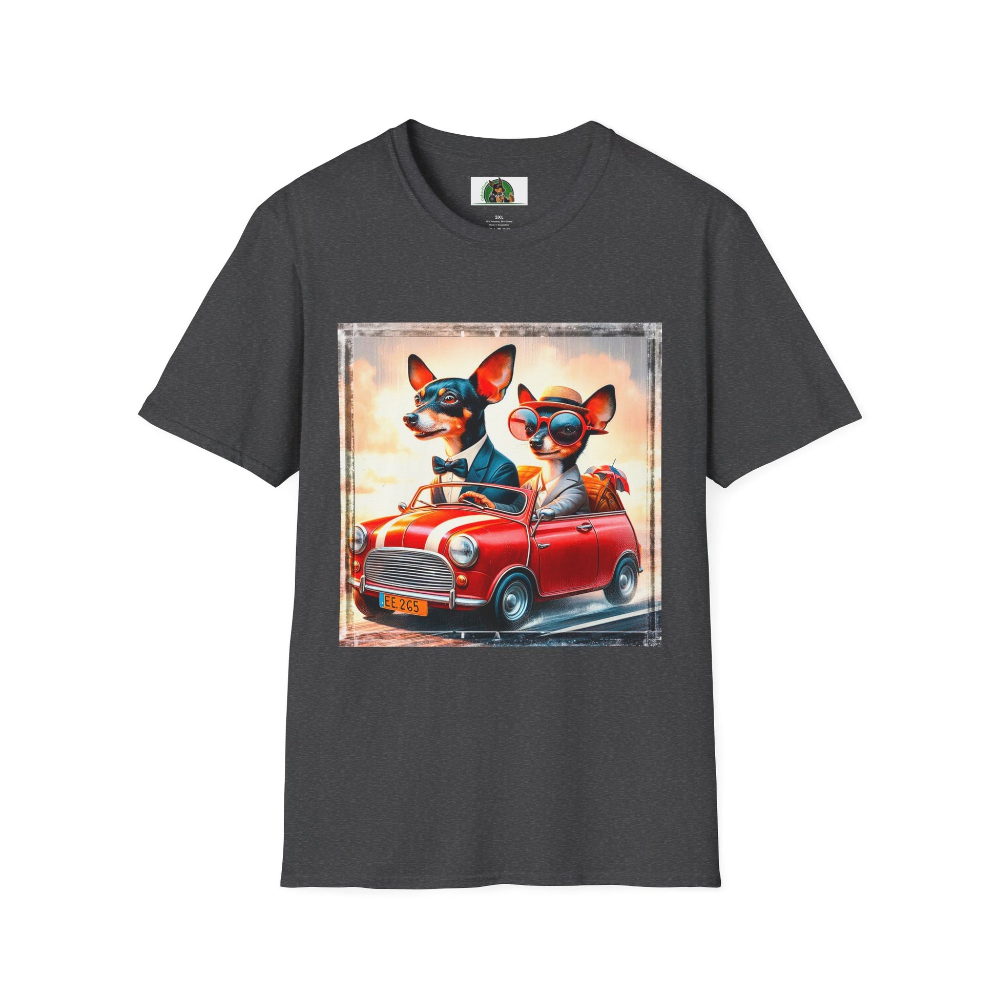 Wacky Rat Terrier T-Shirt couple driving T-Shirt Printify XS Dark Heather