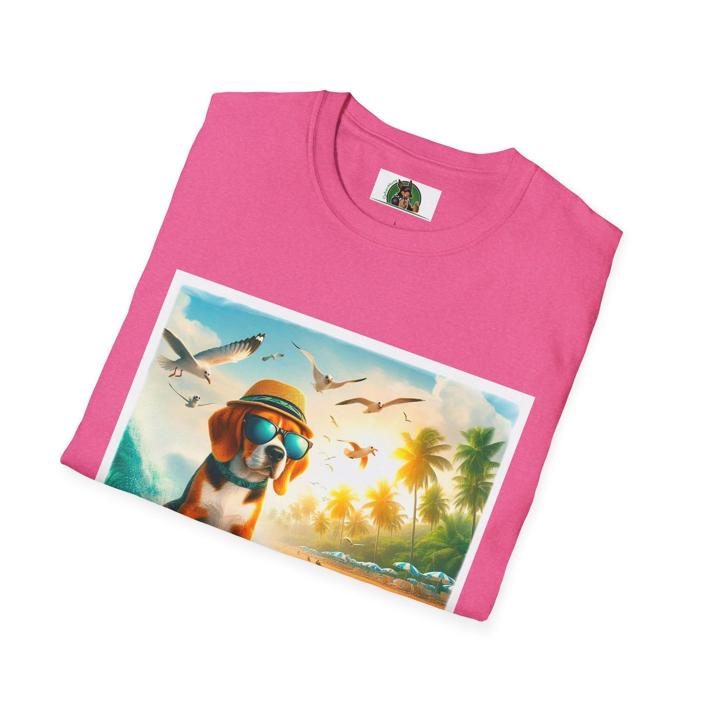 Beagle Surfing Wearing Hat And Shades T-Shirt Printify   