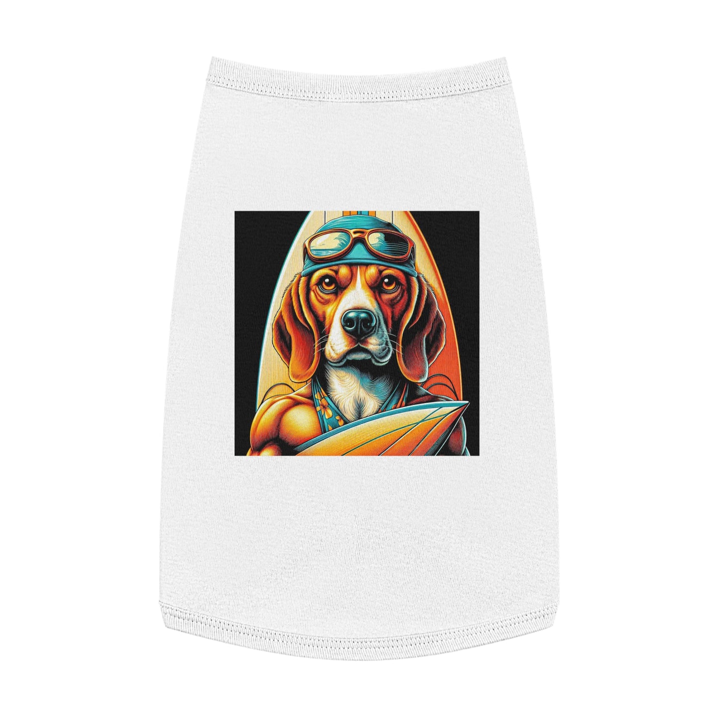 Pet Tank Top Beagle Surfer Dog Pets Printify L White 