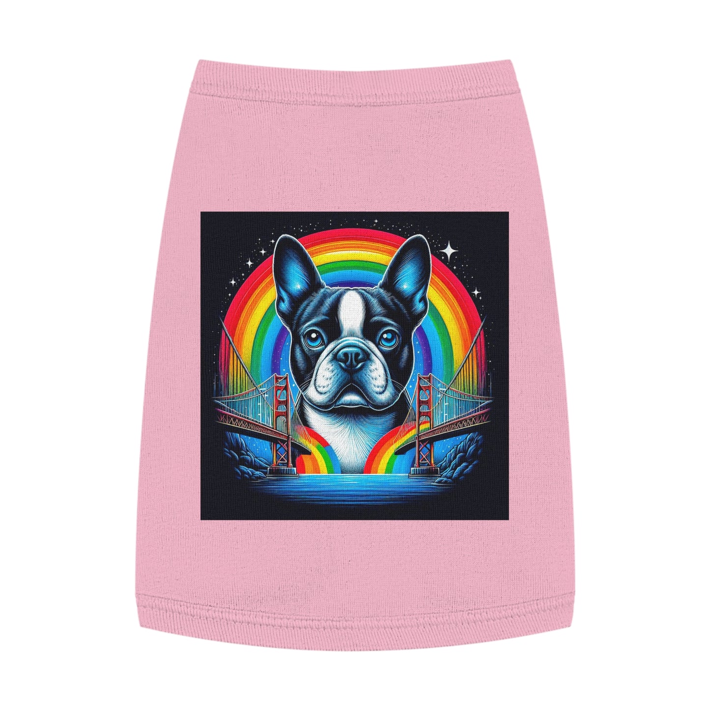 Pet Tank Top Boston Terrier Bright Rainbow Bridge Pets Printify M Pink 