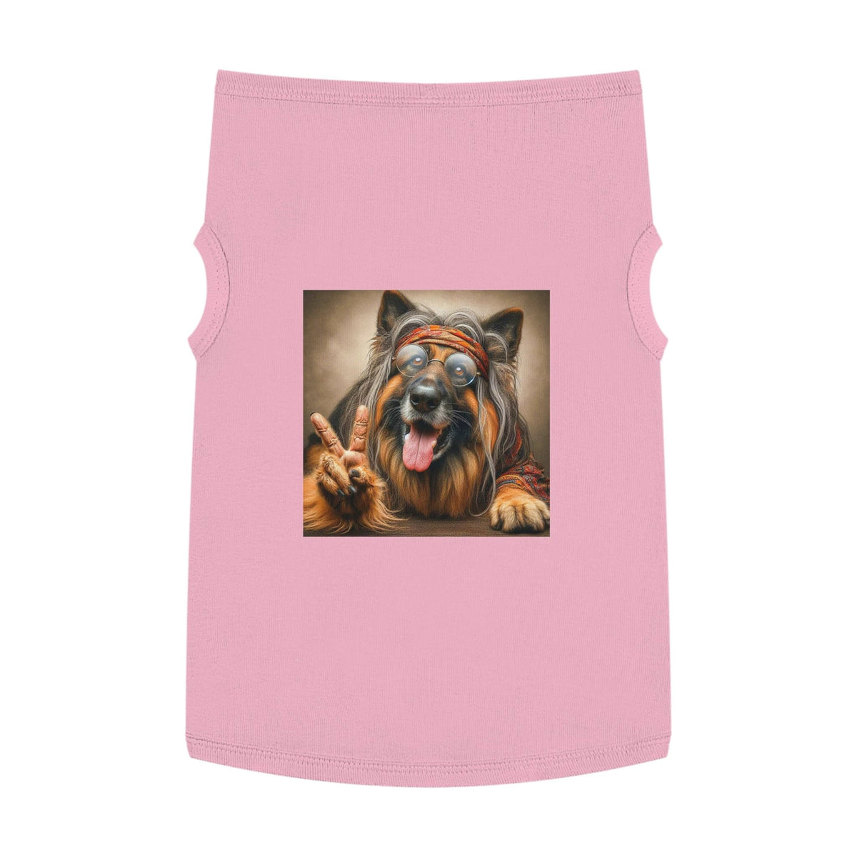 German Shepherd Peace Hippie Pet Tank Top Pets Printify XL Pink