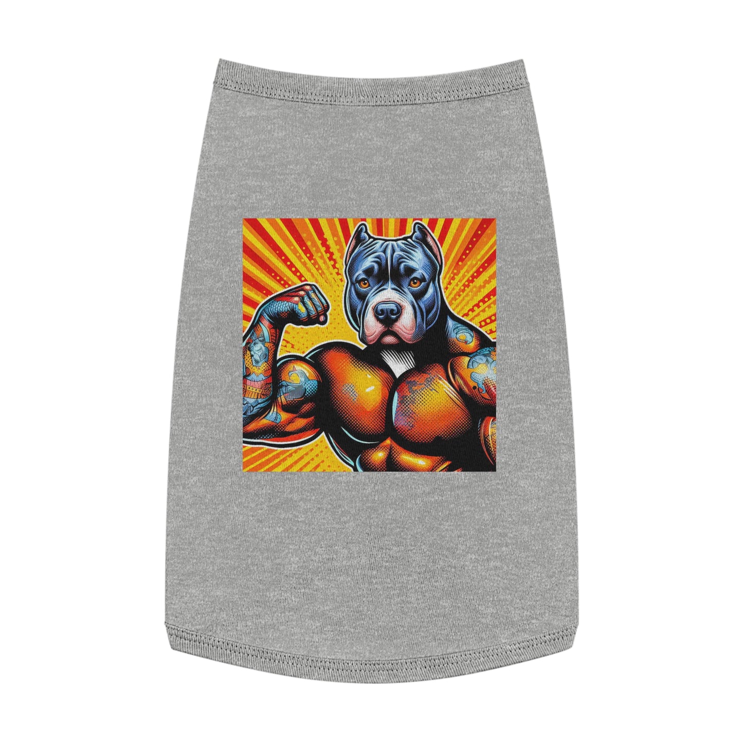Pet Tank Top Pit Bull arm flexing Pets Printify L Heather