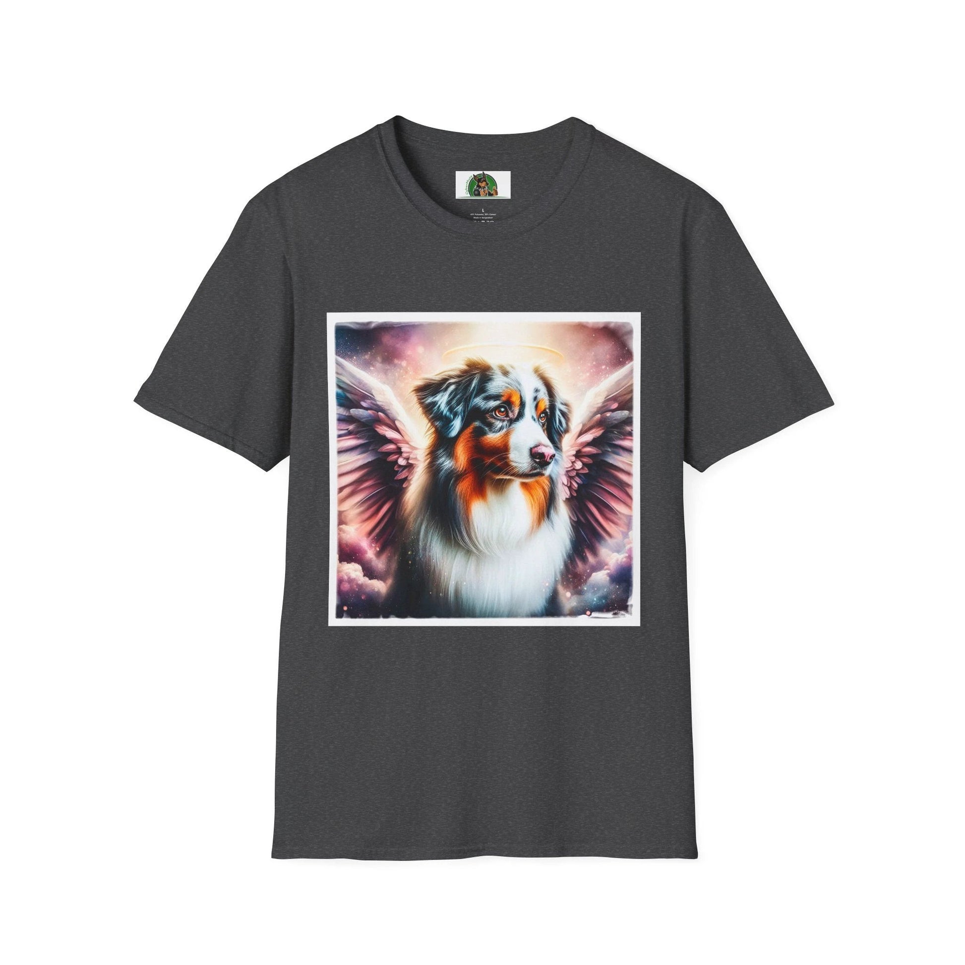 Australian Shepherd Pink Angel Wings Tee For Dog Lovers Gift Celebrate Loyal Companions T-Shirt Printify XS Dark Heather