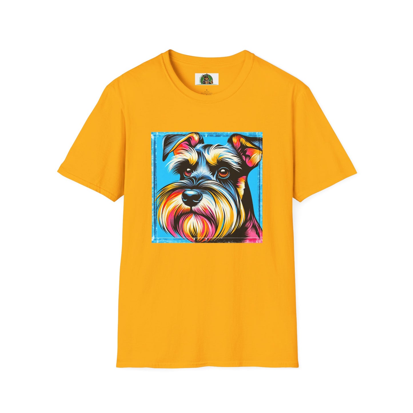 Schnauzer T-Shirt with Miniature Schnauzer Design T-Shirt Printify S Gold 