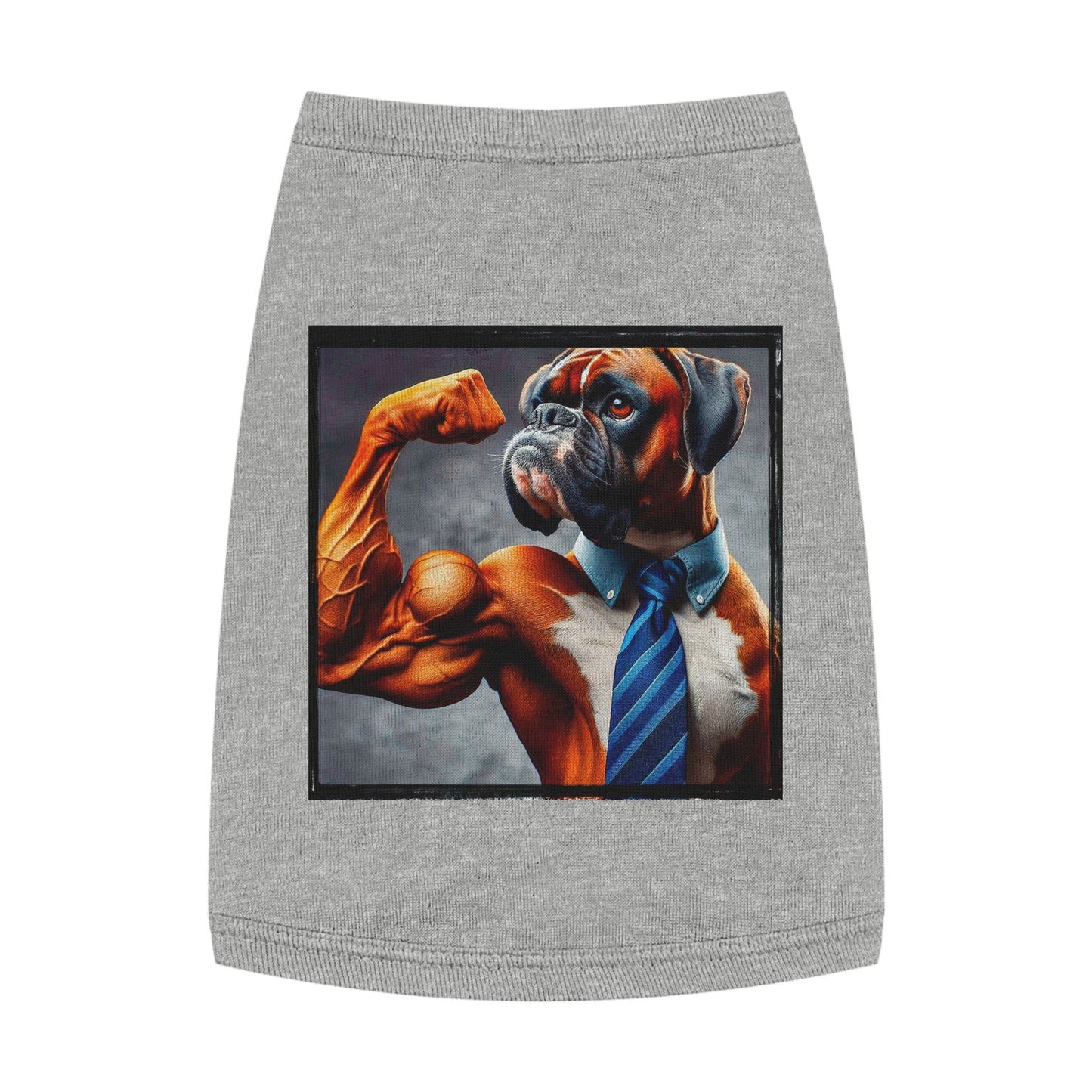 Pet Tank Top Boxer Dog Flexing Pets Printify M Heather 