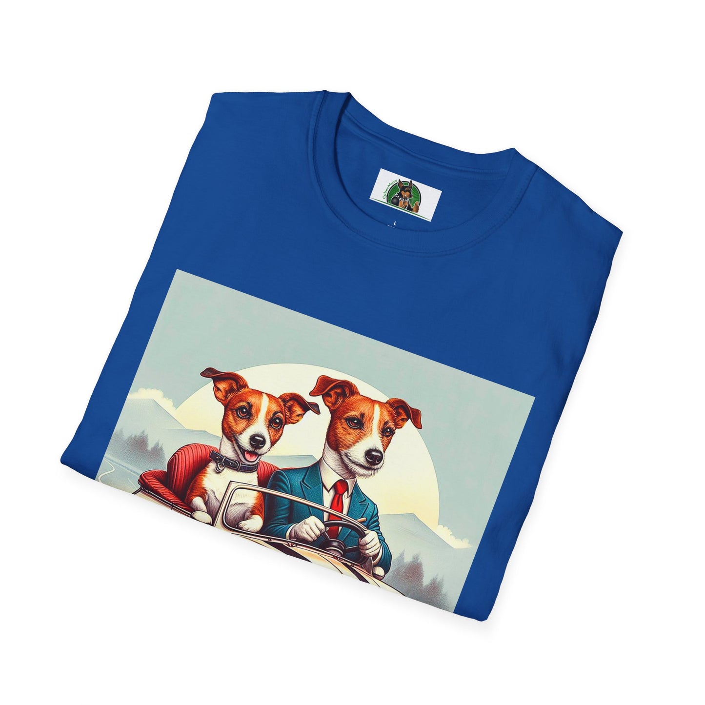 Wacky Jack Russell Husband And Wife In Car T-Shirt Printify