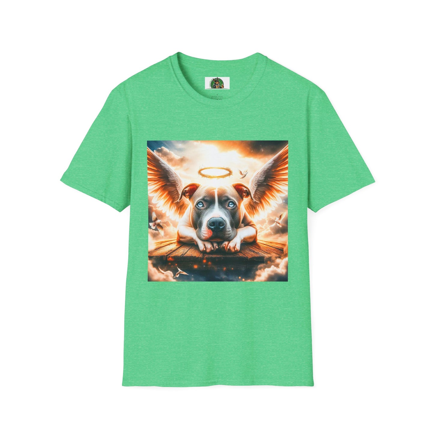 Pit bull heaven and clouds shirt T-Shirt Printify S Heather Irish Green