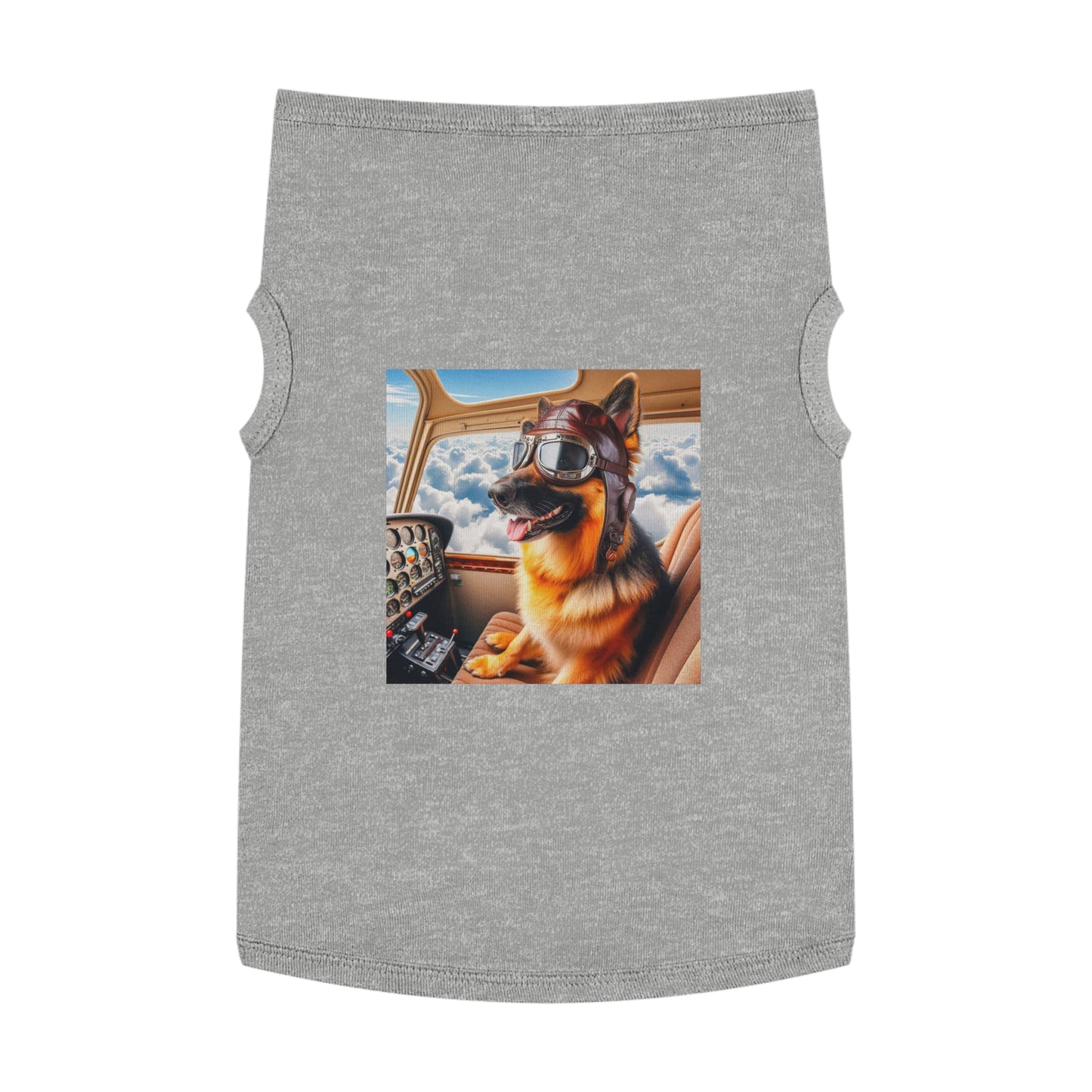 German Shepherd airplane pilot Pets Printify XL Heather