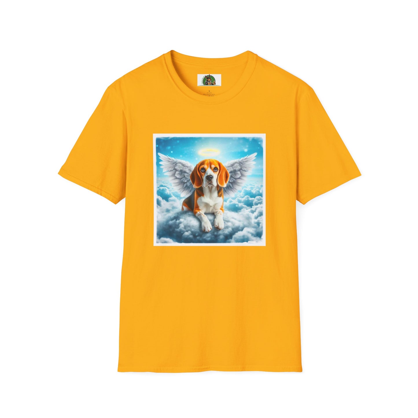 Beagle Angel in Cloud T-Shirt Printify S Gold 