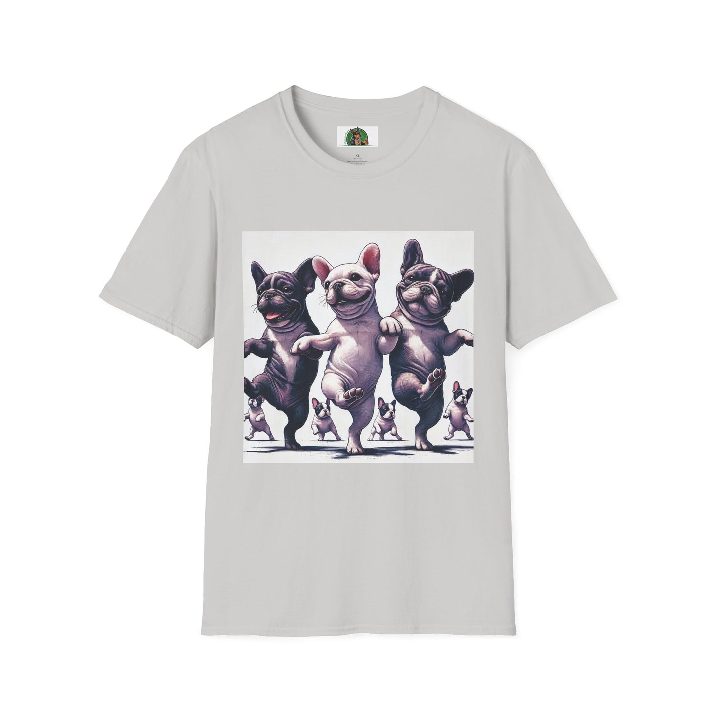 French Bulldogs Dancing Unisex T-Shirt T-Shirt Printify S Ice Grey