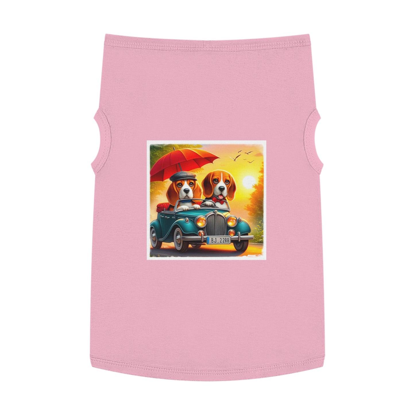 Pet Tank Top Wacky Beagle Dogs In Tiny Car Pets Printify XL Pink 