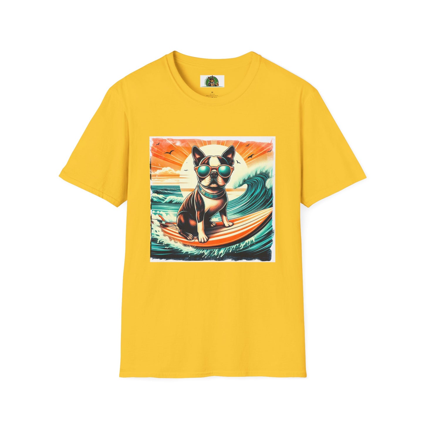 Boston Terrier Sunset Surfer Dog Shirt