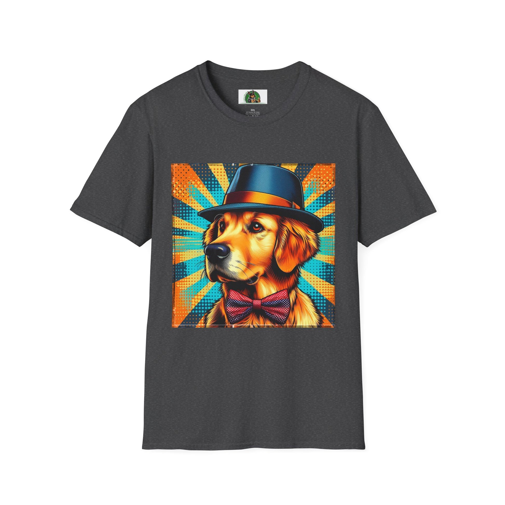 Golden Retriever fun top hat shirt T-Shirt Printify XS Dark Heather