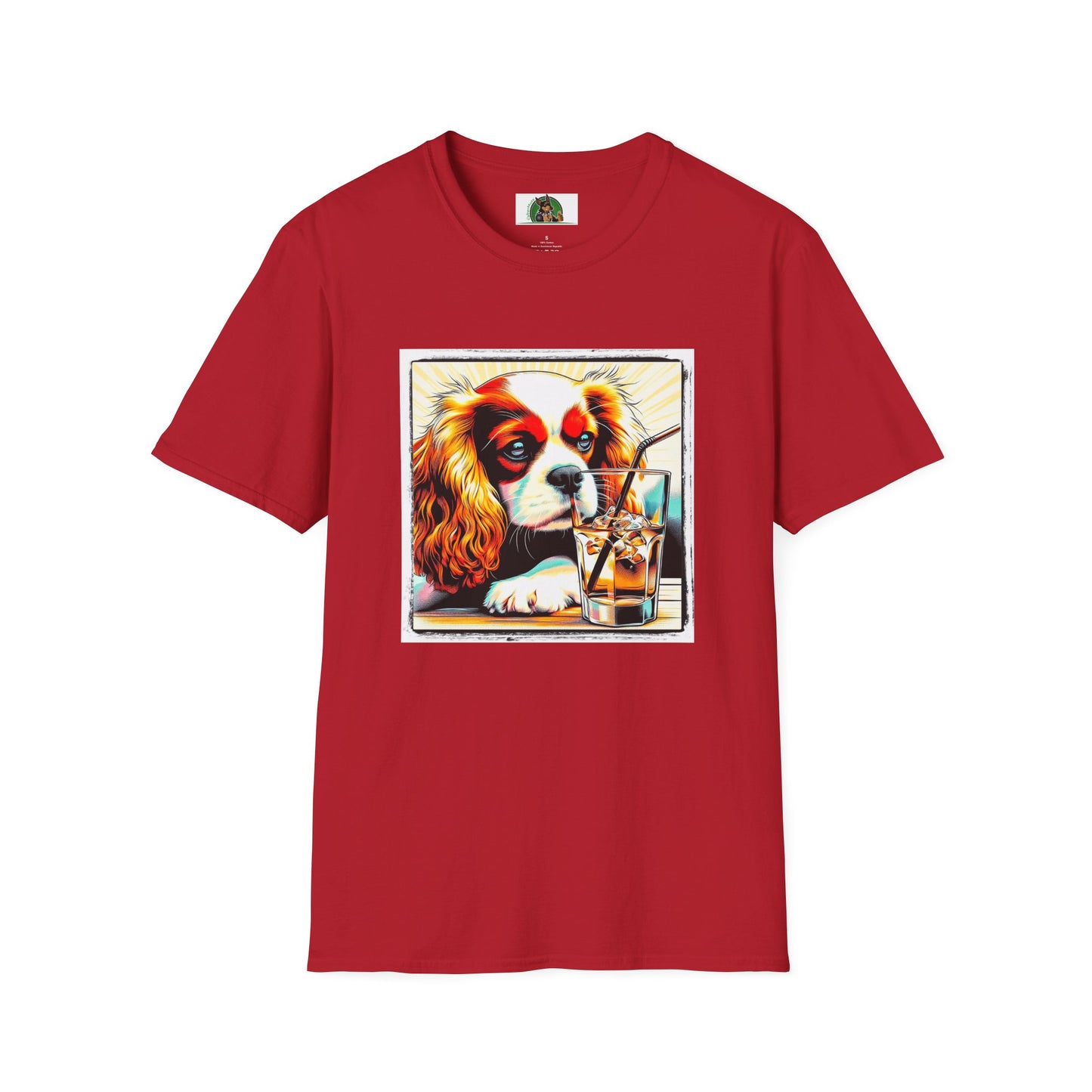 Cavalier King Charles Spaniel Sipping Tea TShirt T-Shirt Printify S Cherry Red