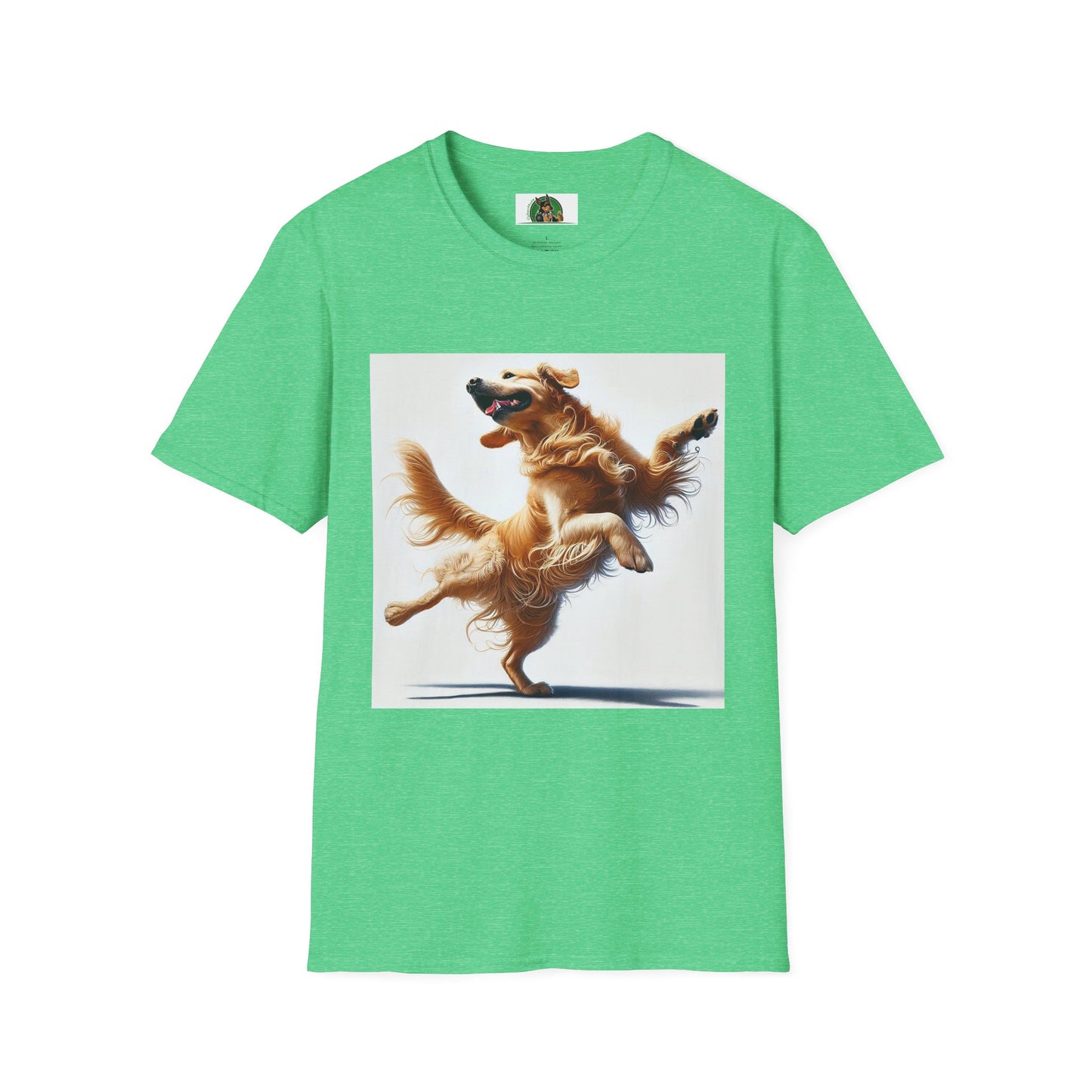 Golden Retriever Dance T-Shirt T-Shirt Printify S Heather Irish Green