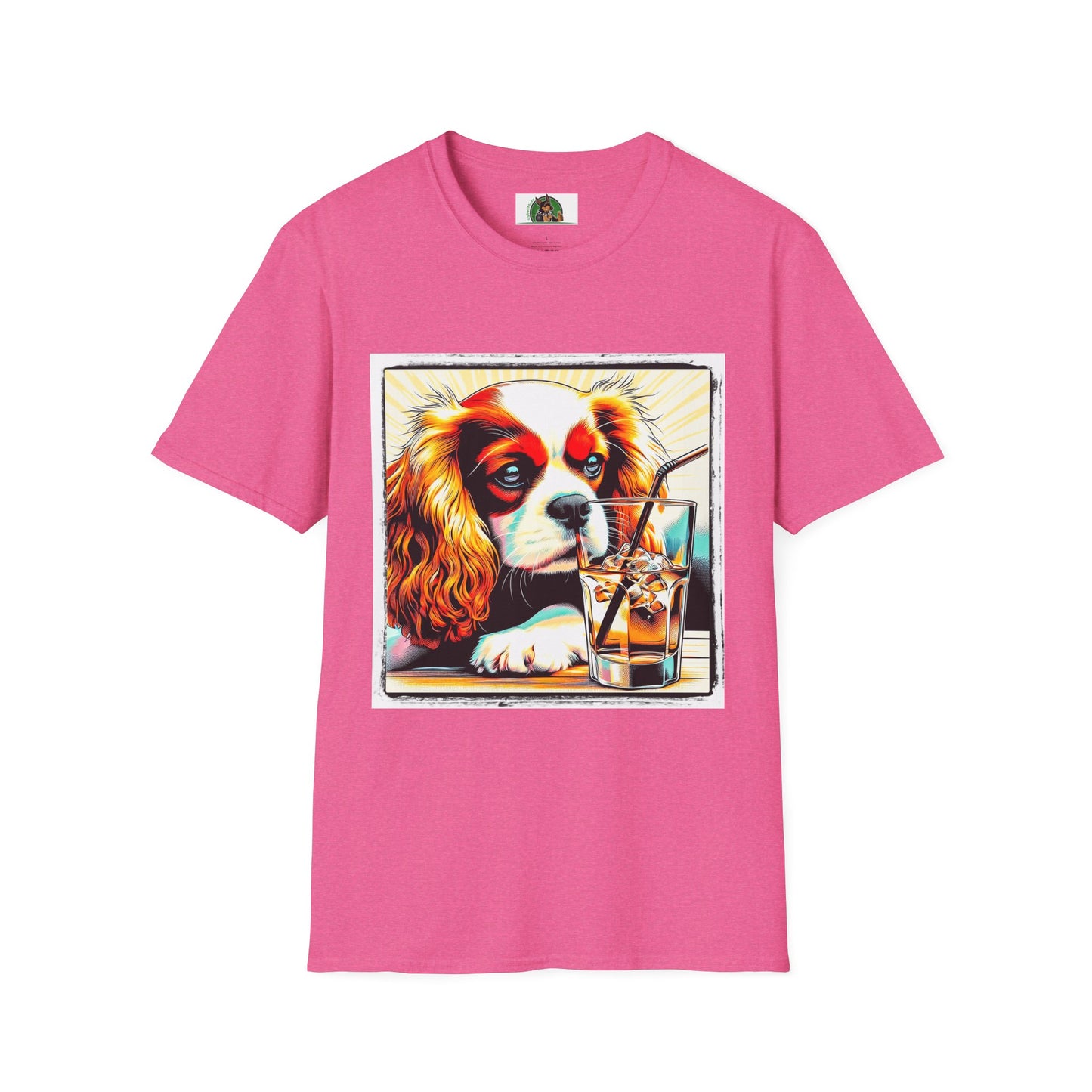 Cavalier King Charles Spaniel Sipping Tea TShirt T-Shirt Printify S Heather Heliconia