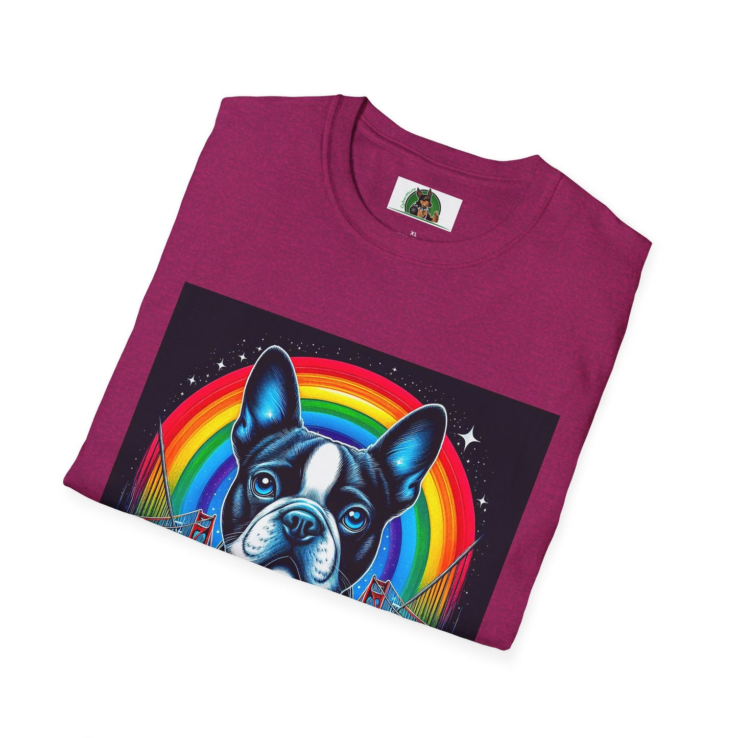 Boston Terrier Dog Overlooking Rainbow Bridge T-Shirt Printify   