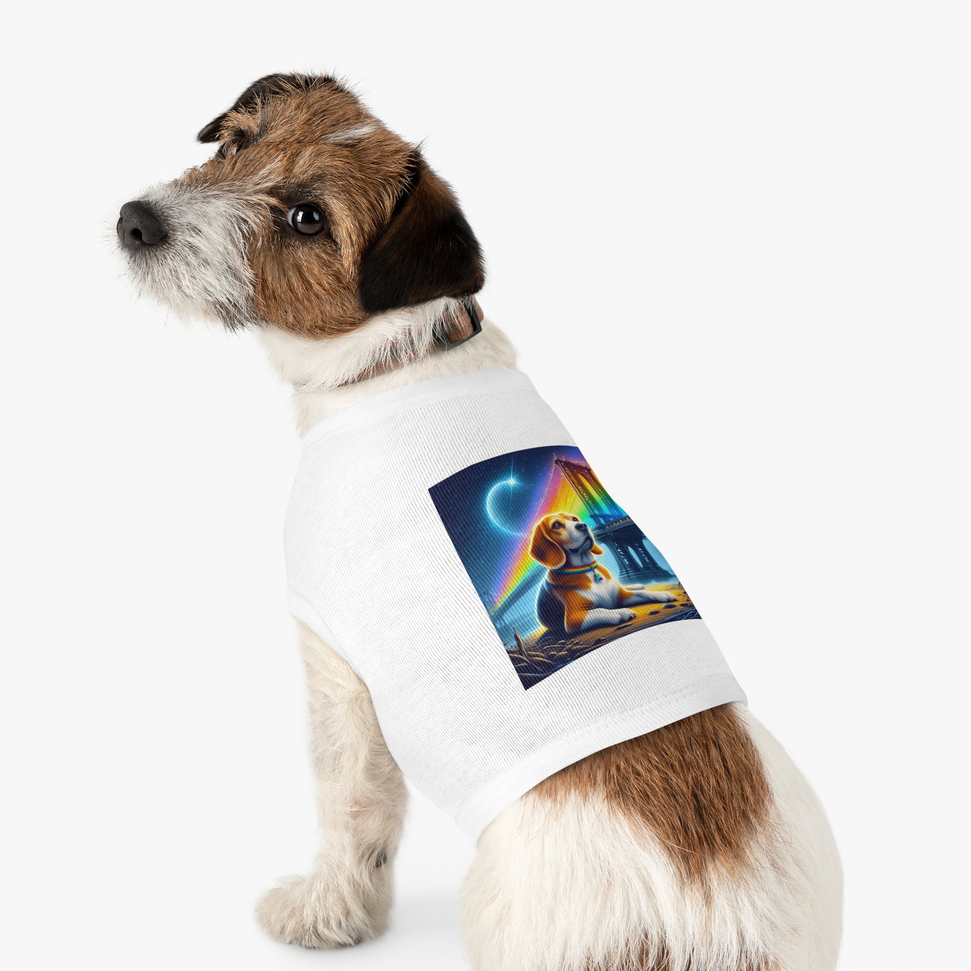 Pet Tank Top Beagle Under Rainbow Bridge Pets Printify   